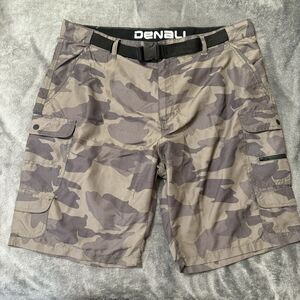 DENALI Cargo Shorts Mens Size 40 Green‎ Camo with Belt Lightweight